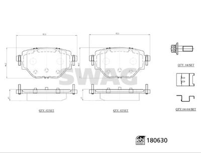 Комплект тормозных колодок, дисковый тормоз SWAG 33 10 7799 для PEUGEOT 2008