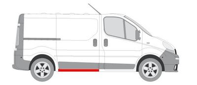 Dorpel aan autozijde Achter Rechts (onderste deel) past: NISSAN PRIMASTAR X83 OPEL VIVARO A RENAULT TRAFIC II 03.01-01.16