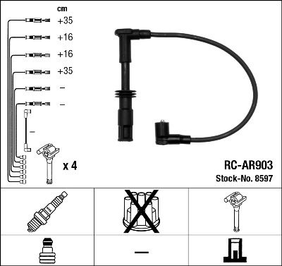 Комплект проводов зажигания NGK 8597 для ALFA ROMEO 156
