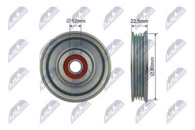 Įtempiklio skriemulys, V formos rumbuotas diržas