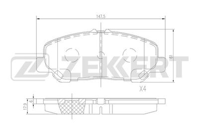 Комплект тормозных колодок, дисковый тормоз ZEKKERT BS-1513 для TOYOTA ALPHARD