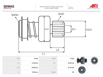 Friløbsgear, starter AS-PL SD9042