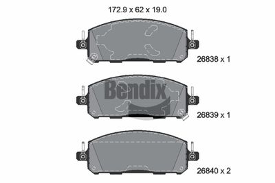 комплект спирачно феродо, дискови спирачки BENDIX Braking BPD2541