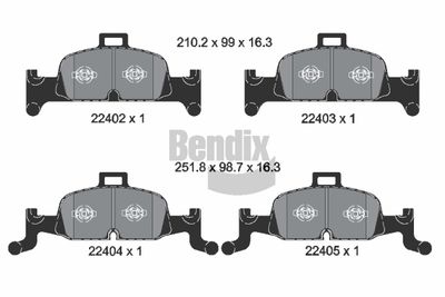 Sada brzdových destiček, kotoučová brzda BENDIX Braking BPD1636