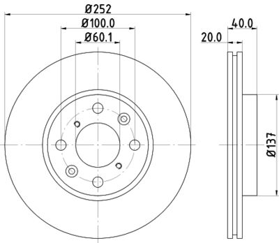 Тормозной диск HELLA 8DD 355 112-981 для OPEL AGILA