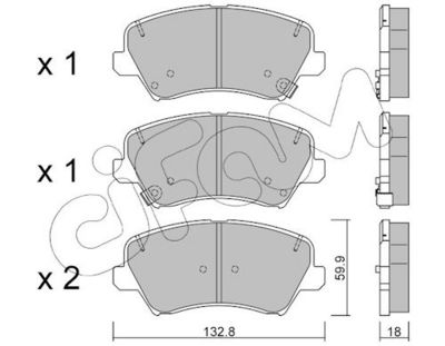 комплект спирачно феродо, дискови спирачки CIFAM 822-944-0