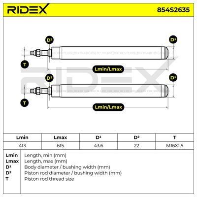 амортисьор RIDEX 854S2635
