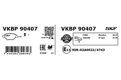 Brake Pad Set, disc brake VKBP 90407