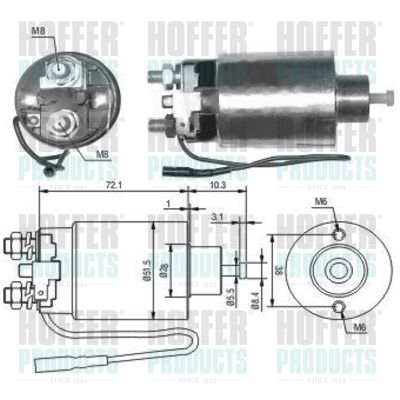Тяговое реле, стартер HOFFER 46127 для MITSUBISHI STARION