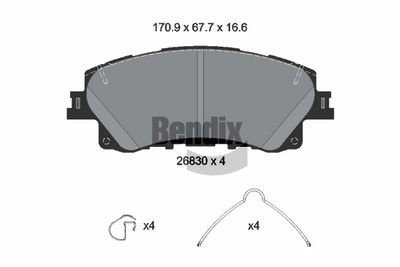 комплект спирачно феродо, дискови спирачки BENDIX Braking BPD2570