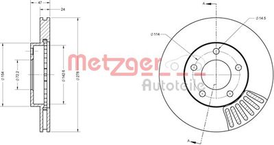 METZGER 6110421 Тормозные диски  для MAZDA TRIBUTE (Мазда Трибуте)