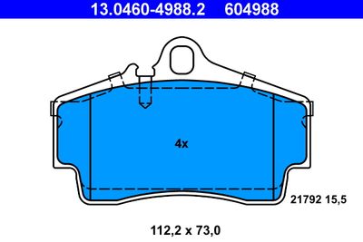 Комплект тормозных колодок, дисковый тормоз ATE 13.0460-4988.2 для PORSCHE CAYMAN