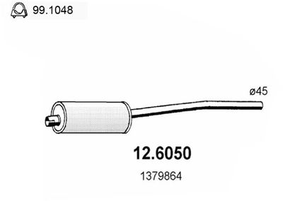 Средний глушитель выхлопных газов ASSO 12.6050 для FIAT CAMPAGNOLA