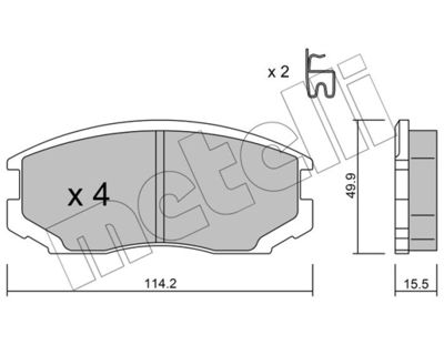 Комплект тормозных колодок, дисковый тормоз METELLI 22-0382-0 для DAIHATSU TERIOS
