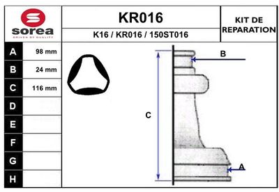 Комплект пыльника, приводной вал EAI KR016 для FIAT 242
