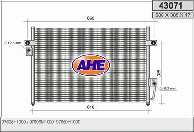 AHE 43071 Радиатор кондиционера  для HYUNDAI TERRACAN (Хендай Терракан)