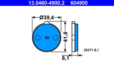 Комплект тормозных колодок, дисковый тормоз ATE 13.0460-4900.2 для CITROËN CX