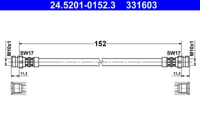 ATE 24.5201-0152.3 Тормозной шланг  для SEAT Mii (Сеат Мии)