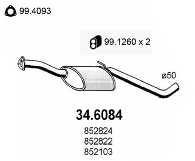 ASSO 34.6084 Глушитель выхлопных газов  для OPEL OMEGA A (V87) 1.8 S (F19, M19, N19)
