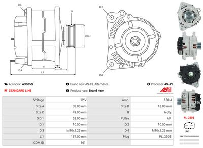 GENERATOR / ALTERNATOR AS-PL A3685S 4