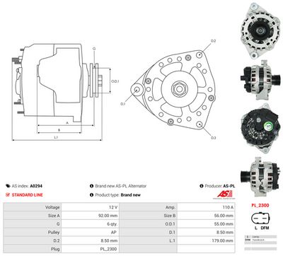 GENERATOR / ALTERNATOR AS-PL A0294 4