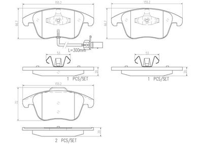 Sada brzdových destiček, kotoučová brzda BREMBO P85113N