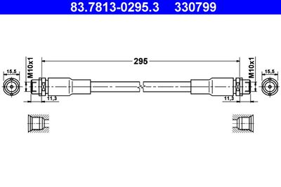 ATE 83.7813-0295.3 Тормозной шланг  для AUDI A6 (Ауди А6)