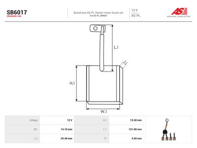 Kolborste, startmotor AS-PL SB6017