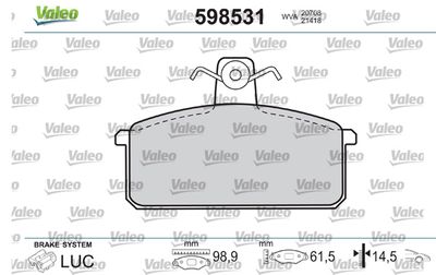 Комплект тормозных колодок, дисковый тормоз VALEO 598531 для IVECO MASSIF