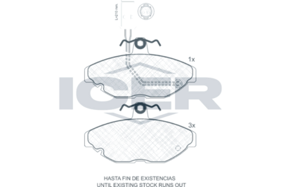 комплект спирачно феродо, дискови спирачки ICER 180455