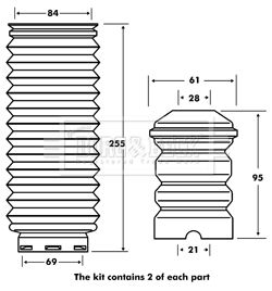 Dust Cover Kit, shock absorber Borg & Beck BPK7008