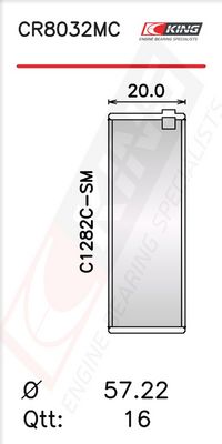 Черупка на биелен лагер KING CR8032MC0.75