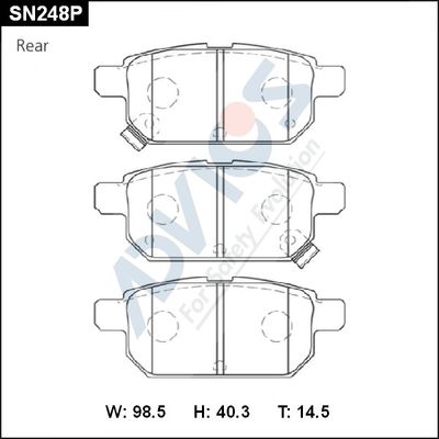 Комплект тормозных колодок, дисковый тормоз ADVICS SN248P для SUZUKI SWIFT
