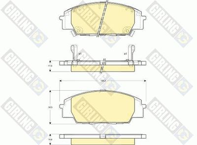 Комплект тормозных колодок, дисковый тормоз GIRLING 6132509 для HONDA S2000