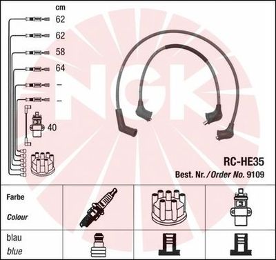 Комплект проводов зажигания NGK 9109 для HONDA JAZZ