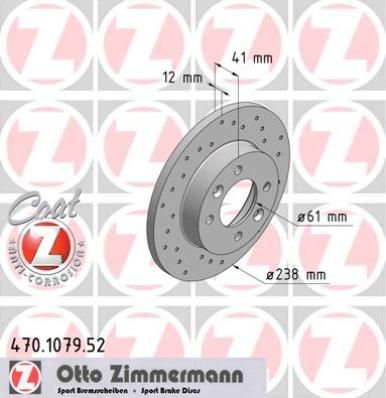 Тормозной диск ZIMMERMANN 470.1079.52 для RENAULT RAPID