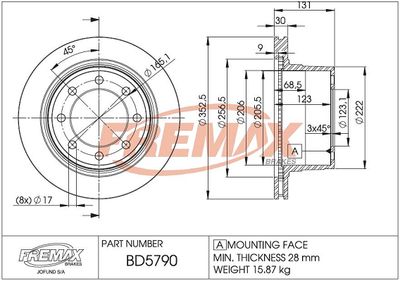 Тормозной диск FREMAX BD-5790 для DODGE RAM