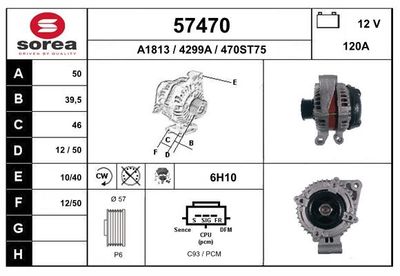 EAI 57470 Генератор  для LAND ROVER RANGE ROVER III (L322) 3.6 D 4x4