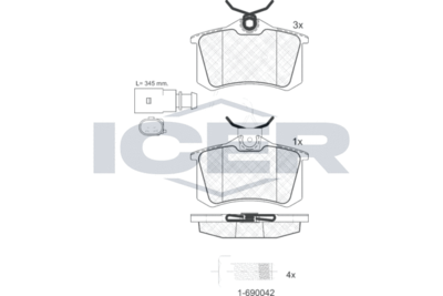 ICER 181387-203 Тормозные колодки и сигнализаторы для AUDI A4 B5 Avant (8D5) RS4 quattro