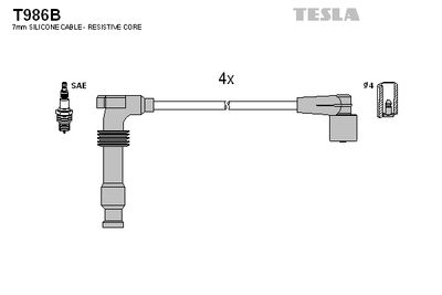 Комплект проводов зажигания TESLA T986B для DAEWOO EVANDA