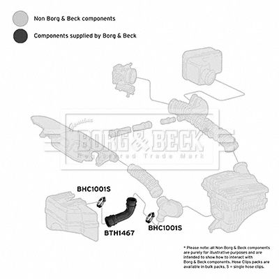 Intake Hose, air filter Borg & Beck BTH1467