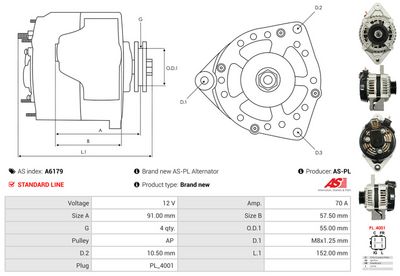 GENERATOR / ALTERNATOR AS-PL A6179 4