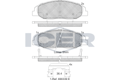 Комплект тормозных колодок, дисковый тормоз ICER 182141 для CADILLAC STS