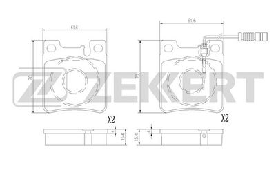 Комплект тормозных колодок, дисковый тормоз ZEKKERT BS-2873 для CHRYSLER CROSSFIRE
