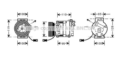 AVA-QUALITY-COOLING FTK034 Компресор кондиціонера для FIAT (Фиат)