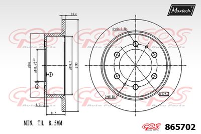 Тормозной диск MAXTECH 865702 для SSANGYONG REXTON