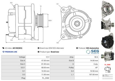 GENERATOR / ALTERNATOR AS-PL A0149SEG 4