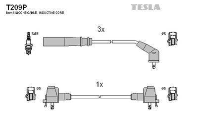 Комплект проводов зажигания TESLA T209P для DAIHATSU MOVE