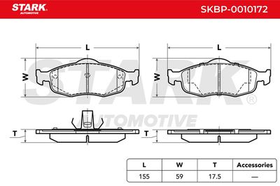 комплект спирачно феродо, дискови спирачки STARK SKBP-0010172