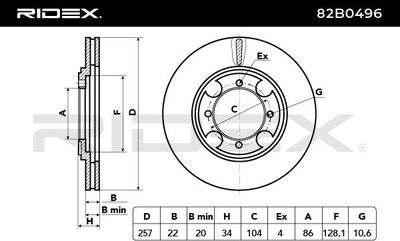 спирачен диск RIDEX 82B0496